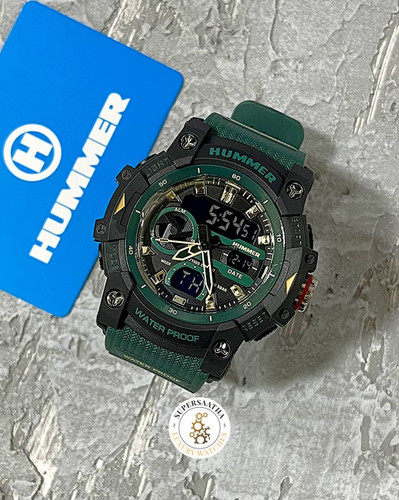 ساعت مردانه هامر 1440 دوزمانه سبز مشکی Hummer-6589-G
