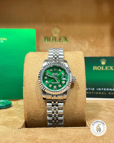 رولکس دیت جاست صفحه سبز زنانه Rolex datejust نگین دار